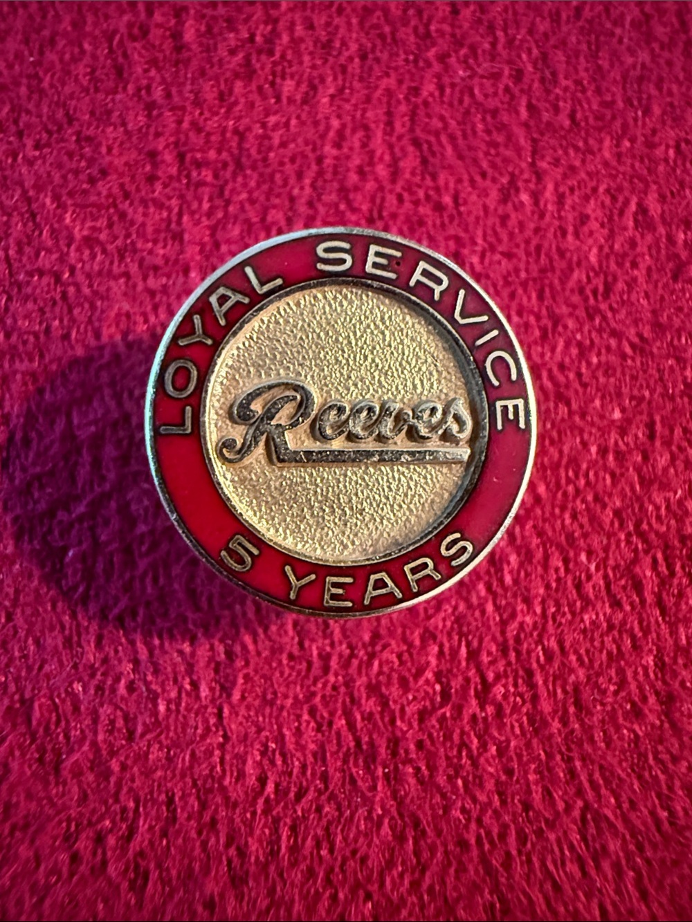 Reeves 10k Loyal Service 5 Years Pin signed Dieges & Clust